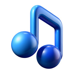 3D Blue Music Note Icon Digital Illustration