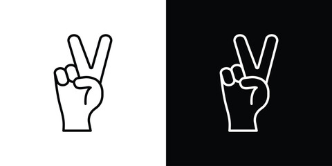 Obraz premium Hand peace icon design. simple stroke line vector icon set