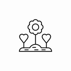 flower heart garden icon sign vector