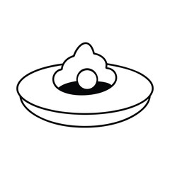 Hawaiian Loco Moco with Egg in Line Art Vector illustration