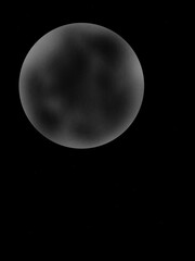 
A digital illustration of a moon rendered in a blend of dark white and black tones, set against a deep black background, scattered with tiny stars 