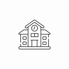 school building clock icon sign vector