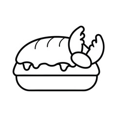 Lobster Roll with Butter Drizzle in Monoline Vector illustration