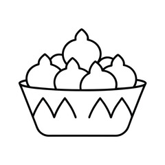 Paneer Pakora in Fry Basket in Fine Line Art Vector illustration