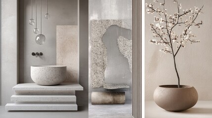 moodboard of interior design, Scandinavian, Japandi styles