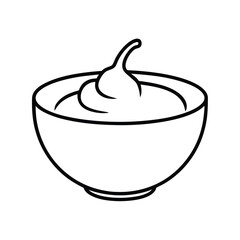 Pumpkin Soup with Swirl Cream in Monoline Vector illustration