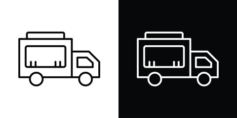 Food truck icon design. simple stroke line vector icon set