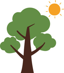 Illustration of Tree with Sun