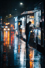 A man paying with a smartphone at a food truck