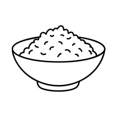 Spicy Thai Basil Chicken with Rice in Clean Line Drawing Vector illustration