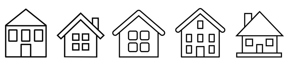 House icon vector set. Home illustration sign collection. Building symbol. Hotel logo. Houses set of web icons. Home for web and mobile app