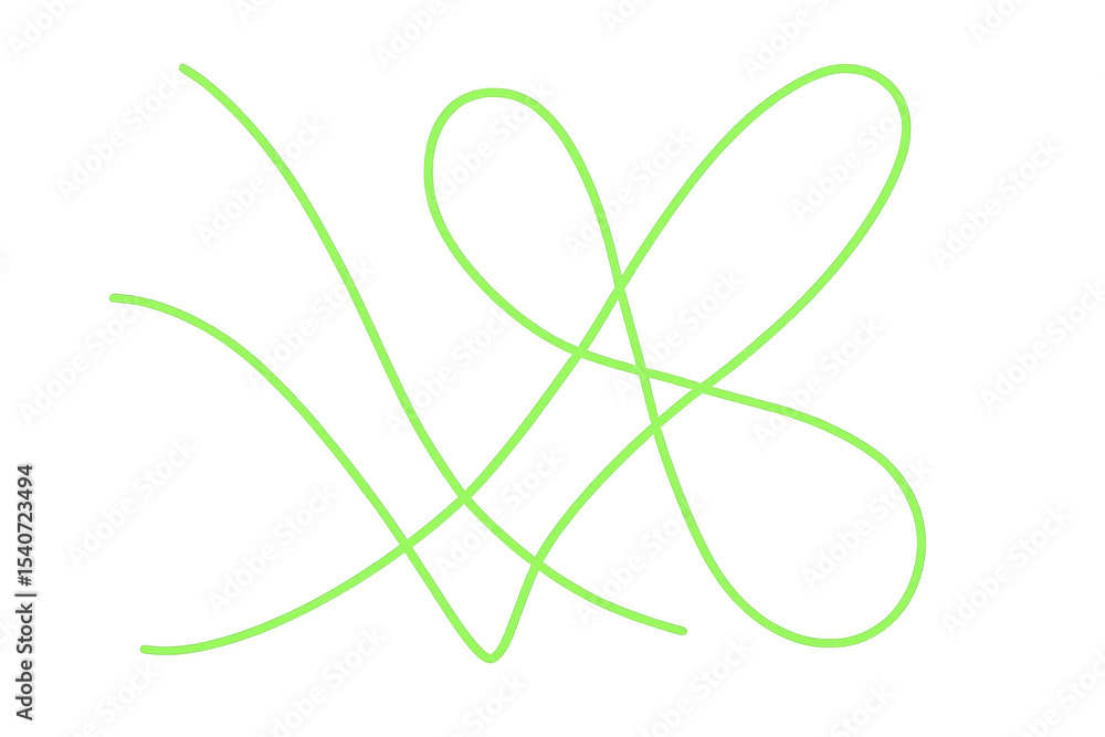 Poster intertwined green lines creating an abstract design on a transparent background, ideal for modern an
