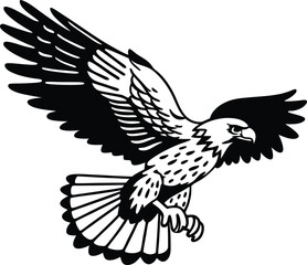 Fototapeta premium Falcon Silhouette in Details Vector Illustration 