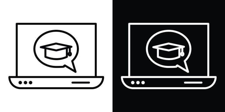 E learning icon design. simple stroke line vector icon set