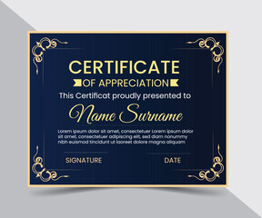 Certificate design, modern luxury certificate of achievement design template