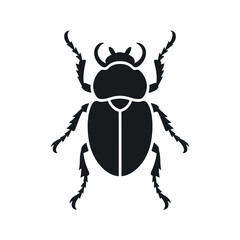 Simple black silhouette of a rhinoceros beetle