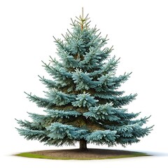 Fototapeta premium Isolated blue spruce tree on white background for design isolated on white background