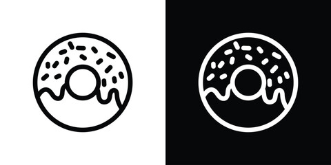 Donut icon design. simple stroke line vector icon set