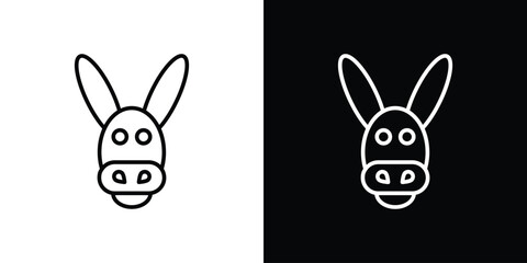 Donkey icon design. simple stroke line vector icon set