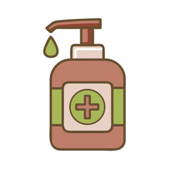 Hand sanitizer bottle icon collection. Sanitizer liquid soap with a medical plus sign, Hand sanitizer, antibacterial, anti germ symbol. Vector illustration.