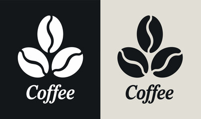 Simple black and white coffee bean logo design