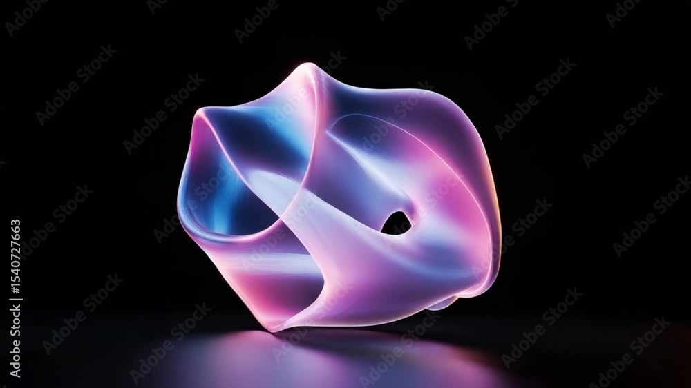 Poster Abstract Geometric Form: A captivating abstract geometric form, gracefully illuminated with a spectrum of vibrant colors, poised against a sleek, dark backdrop.