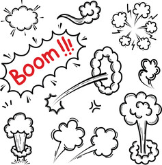 set of comic speech bubbles on transparent background