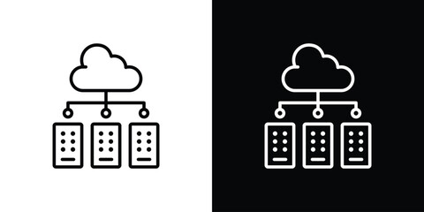 Data center icon design. simple stroke line vector icon set