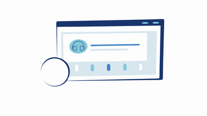 Fototapeta premium Illustration of a window with a headphone icon and a progress bar with a circle on the side