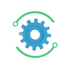 Team, technical support, gear 3d icon render illustration Isolated on Transparent Png Background	
