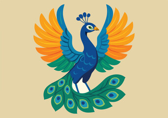 Bold and modern peacock artwork with colorful feathers and elegant composition. Great for editorial or product design.