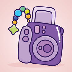 Cute Cartoon Purple Instant Camera with Charm