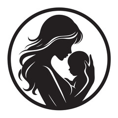 Side Profile of Mother and Baby | Heartwarming Silhouette Vector