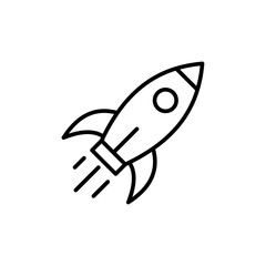 Vector line icon related to rocket. Perfect Line. Editable Stroke.