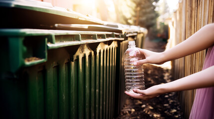 Images of modern recycling centers, colorful waste sorting bins, conveyor belts with materials, and eco-conscious infrastructure.