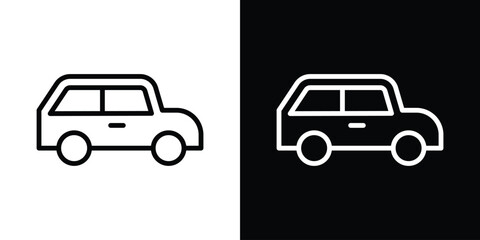 Naklejka premium Compact car icon design. simple stroke line vector icon set