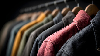 A row of various jackets and coats hanging on a rack, promoting a coat drive to motivate clothing donations.