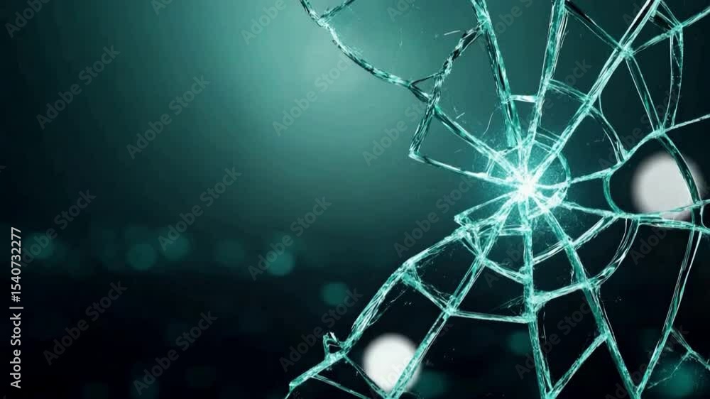 Aufkleber shattered glass: an abstract image featuring a close-up view of shattered glass, showcasing intricat