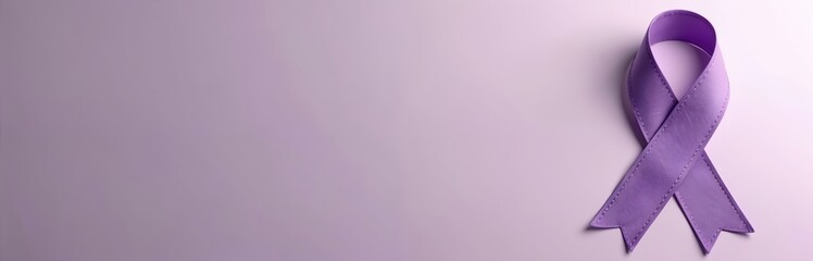 Lavender ribbon represents hope support for domestic violence, epilepsy awareness. Symbol of support and solidarity for fight struggle against health disease. Empathy community care.