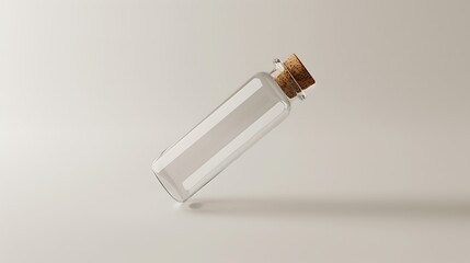 Empty glass bottle with cork stopper.