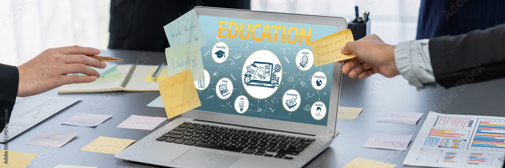 Aufkleber e-learning website with sofware for student to study online on the internet network brisk
