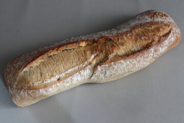 Freshly baked rustic white baguette.