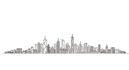Fototapeta premium City skyline line drawing