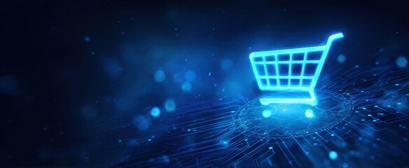The glowing digital shopping cart symbolizing modern ecommerce solutions