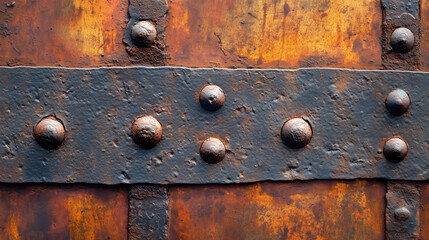 rusty metal plate with rivets industrial texture