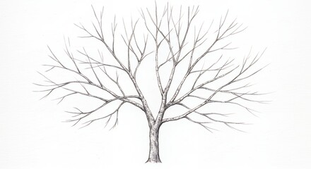 Line drawing bare tree