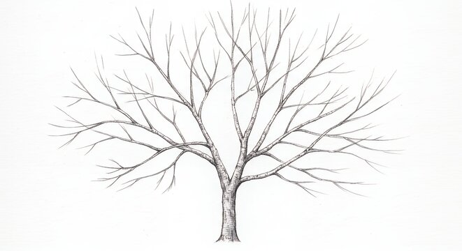 Line drawing bare tree