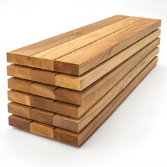 Stacked Oak Lumber – Natural Wood Grain Isolated on White Background