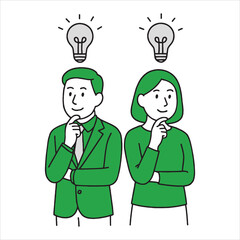 Creative Team Generating Ideas with Lightbulb Icons – Business Innovation and Problem-Solving Vector Illustration

