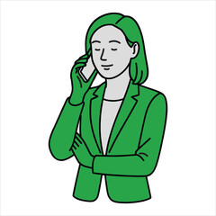 Professional Businesswoman Making a Phone Call – Vector Illustration of Communication and Office Environment

